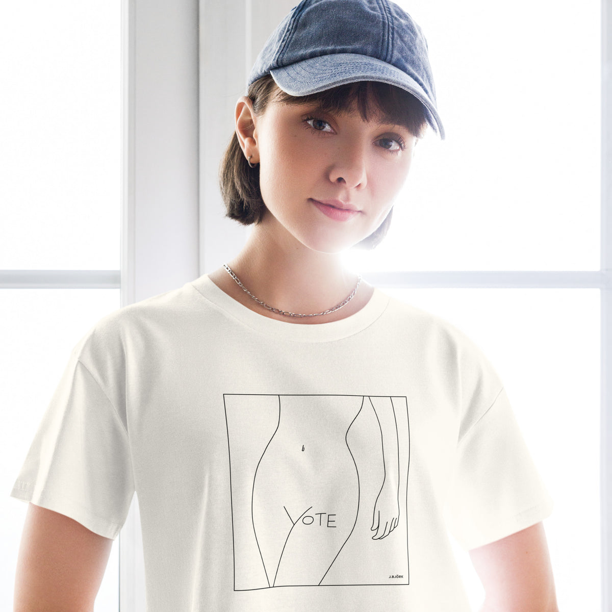 VOTE (No. 1) Cropped Tee, Off-White – J.Bjork